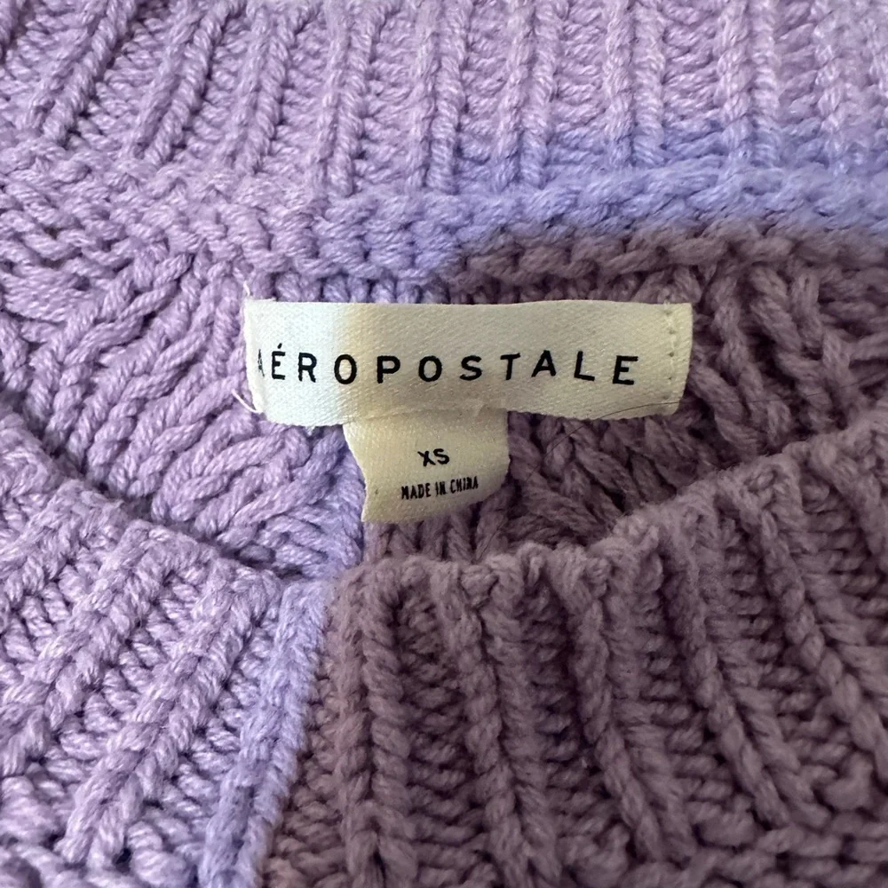 Aéropostale purple cable-knit pullover‎ sweater women's XS crew neck